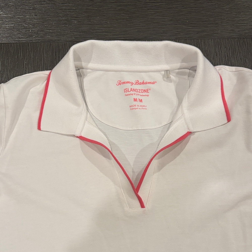 Tommy Bahama Polo Shirt Womens White Island Zone Pima Cotton Stretch Golf Medium - Picture 2 of 13